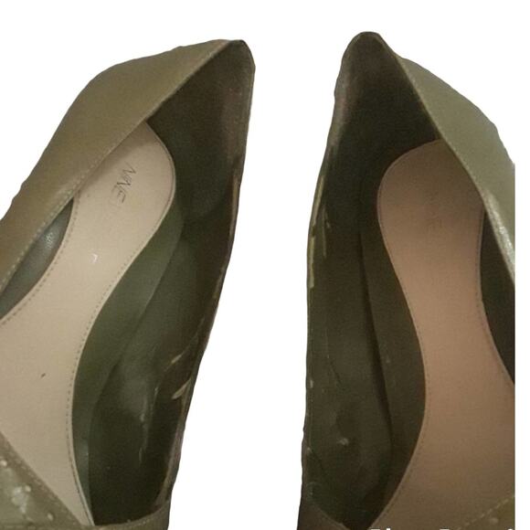 NINE WEST Green Leather Heels Pumps Size 7M Vintage Vibes and Retro Style Y2K - Picture 7 of 8